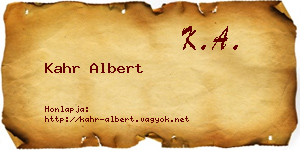Kahr Albert névjegykártya