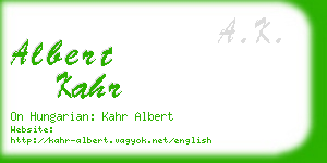 albert kahr business card